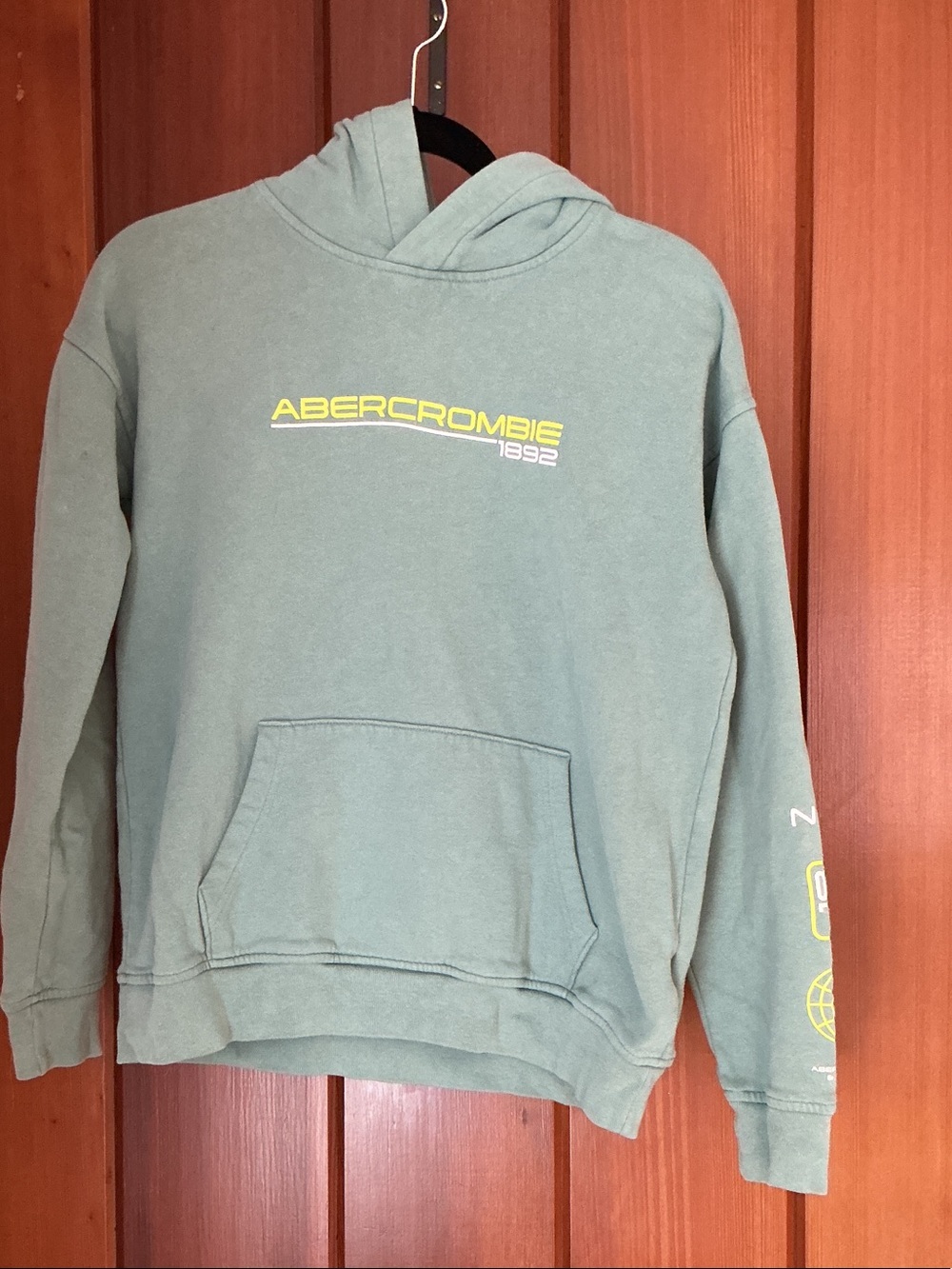 Abercrombie & Fitch Sage Green Crewneck with Yellow Logo